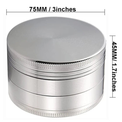 75mm (3") 4-Layer Zinc Alloy Herb Grinder — 4-Piece Large Spice & Smoking Crusher