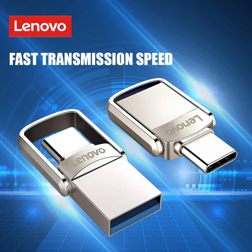 Original Lenovo 2TB USB 3.1 Pendrive – Metal 2-in-1 OTG Flash Drive for Phone & Computer (128GB, 512GB, 1TB, 2TB)