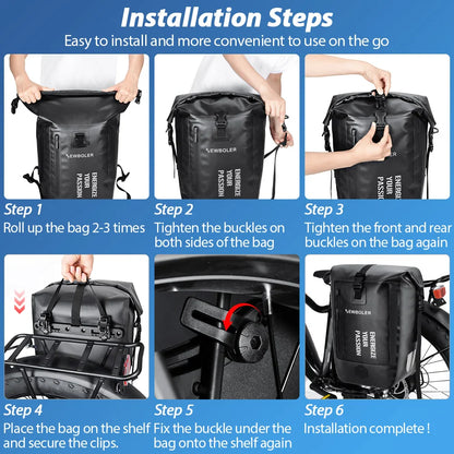 NEWBOLER 27L Bike Pannier Bag — Large Capacity Waterproof Rear Seat Trunk Bag for Travel & Electric Bike Accessories