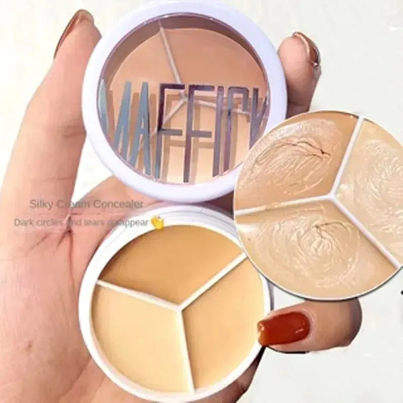 3-Color Concealer Palette - Professional Face Makeup Corrector for Dark Circles, Blemishes & Skin Tone Coverage
