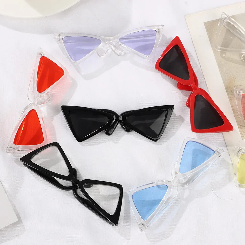 Lovely Vintage Triangle Cat Sunglasses - Reflective Eyewear for Small Dogs and Cats, Perfect for Pet Photos & Props