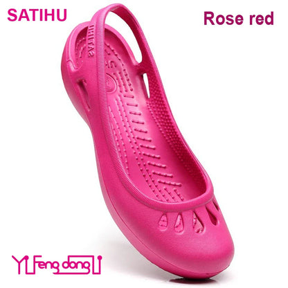 Certified Satihu Summer Lightweight Anti-Slip Clogs for Women - Flat Bottom Sandals, Nurse, Outdoor, Beach Jelly Shoes