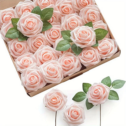 25pcs Artificial Roses with Stems – Fake Flowers for DIY Wedding Bouquets, Centerpieces & Home Party Decorations
