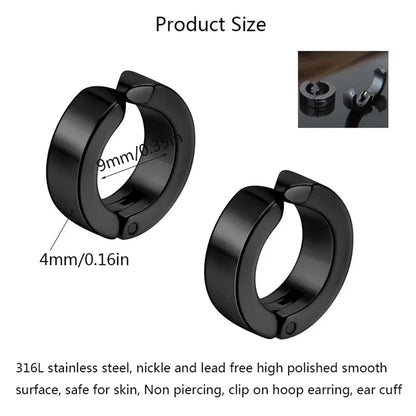 2PCS 316L Stainless Steel Cuff Earrings – Non-Piercing Clip-On Hoop Earrings