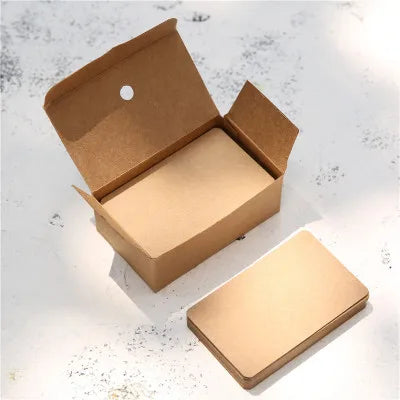 50pcs Kraft Paper Cards – Blank Business, Thank You, Message, Writing, Label, Bookmark & Learning Cards Box