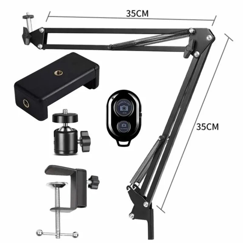 Flexible Arm Phone Tripod Stand for Table & Desktop | Foldable Overhead Mount for Live Video & Photography