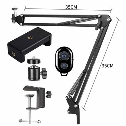 Flexible Arm Phone Tripod Stand for Table & Desktop | Foldable Overhead Mount for Live Video & Photography