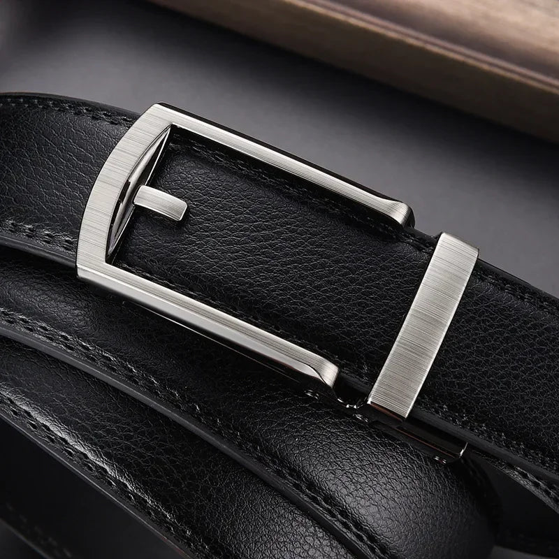 Men’s Luxury Click Belt – Genuine Leather Automatic Alloy Buckle for Business & Jeans