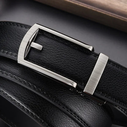 Men’s Luxury Click Belt – Genuine Leather Automatic Alloy Buckle for Business & Jeans