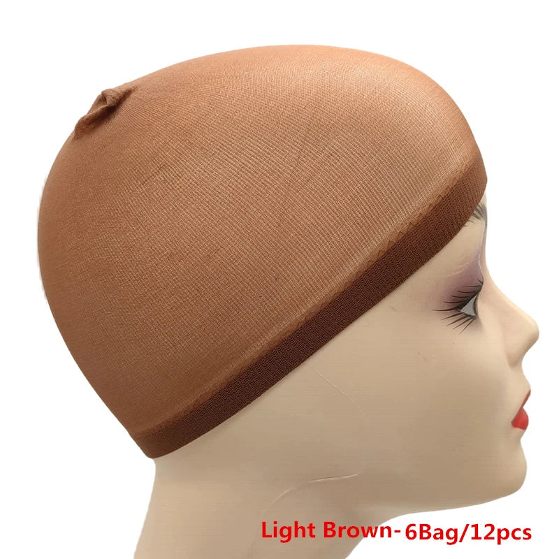 Ventilated Nylon Mesh Wig Cap – Stretchy, Breathable, Extra Thin Stocking Hairnets for Wigs, Available in 1/6/12 Bags