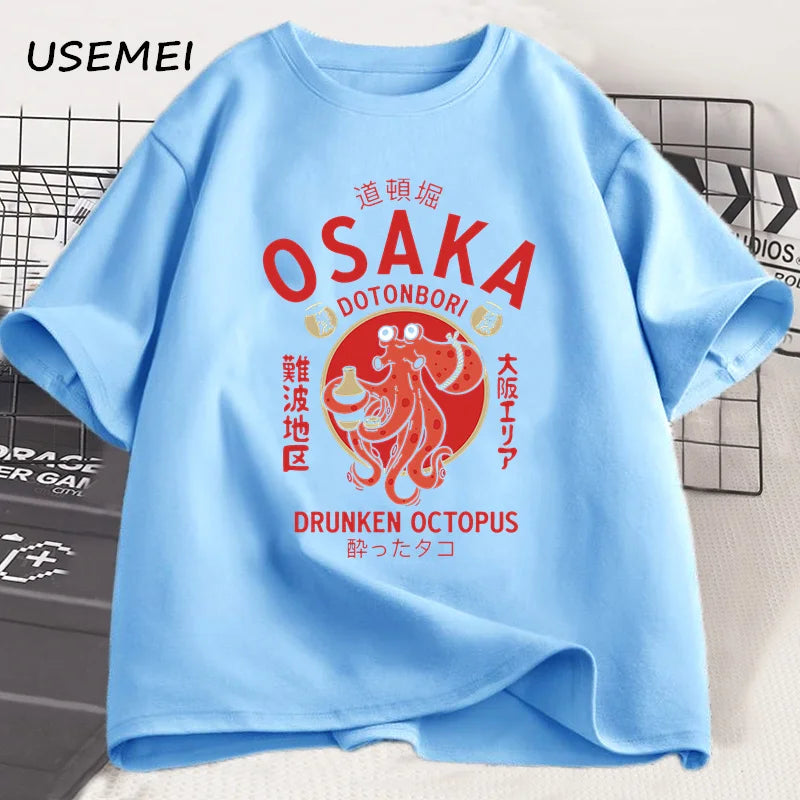 Osaka Dotonbori Drunken Octopus T-Shirt – Japanese Street Food Lover Vintage Cotton Graphic Tee