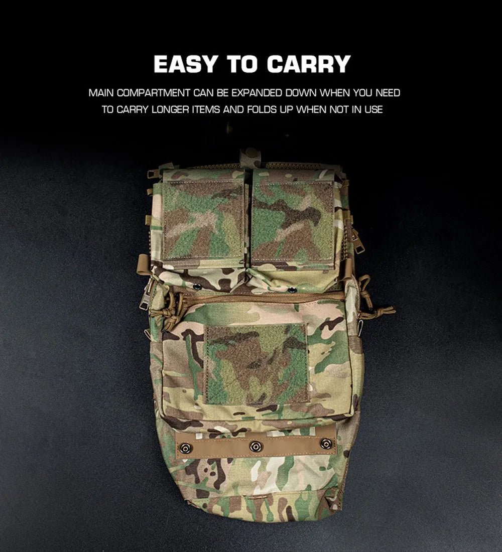 LV119 Tactical Vest Back Panel – Spiritus Systems Hunting Combat Airsoft Plate Carrier with Storage Pouch & Assault Vest Expansion Gear