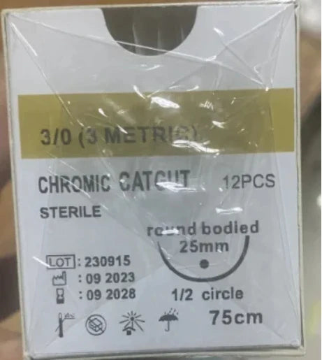 12PCS Absorbable Suture Thread for Pets – PGA 910, 75CM-90CM with Needle, 2/0-5/0 for Dog Suture Training