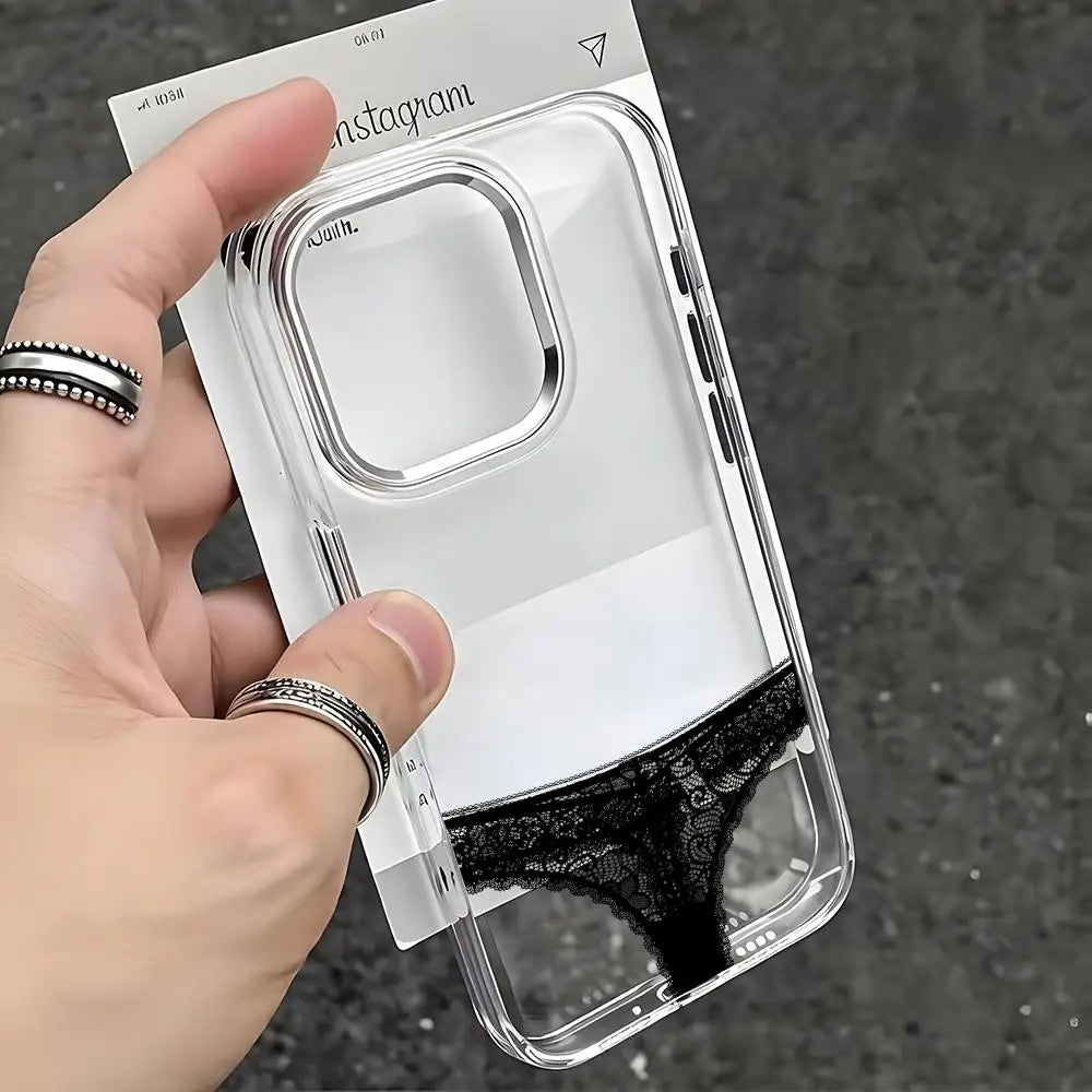 Funny Pattern iPhone Case - Transparent Protective Cover with Chrome Button & Camera Ring