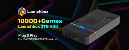 Launchbox 500GB Gaming Hard Drive Emulator for PS4, Switch, GameCube, PS3, PS2, Wii, WiiU with 3700+ 3D & AAA PC Games