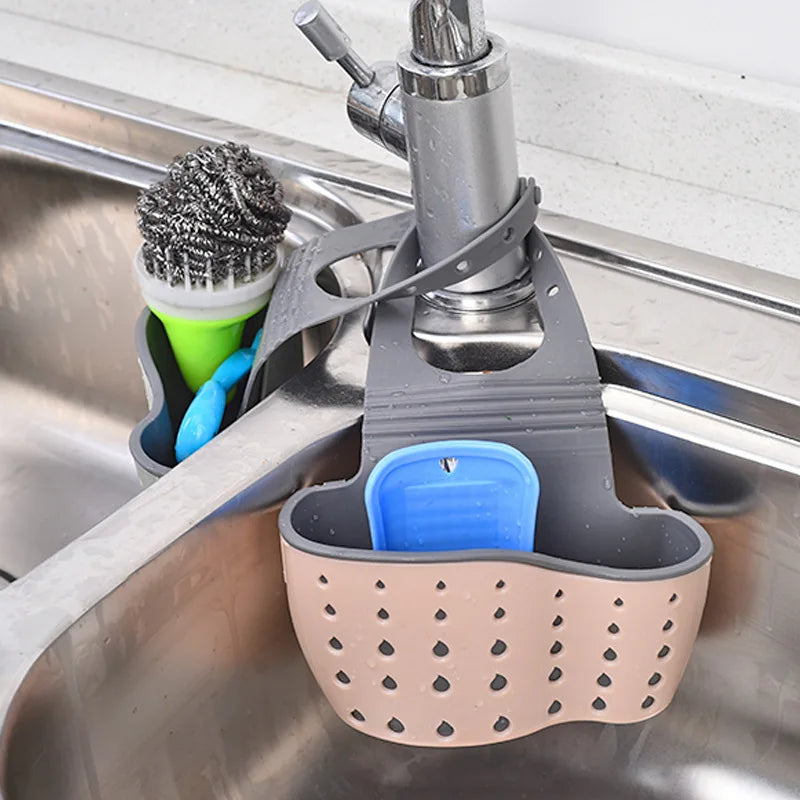 Double-Layer Hanging Sink Bag — Kitchen Rack & Faucet Sponge Holder Storage Basket