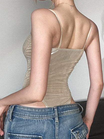 Women’s Summer Lace-Up Bodysuit – Sexy Sleeveless Slim Fit One-Piece Lingerie Style Streetwear Festival Outfit