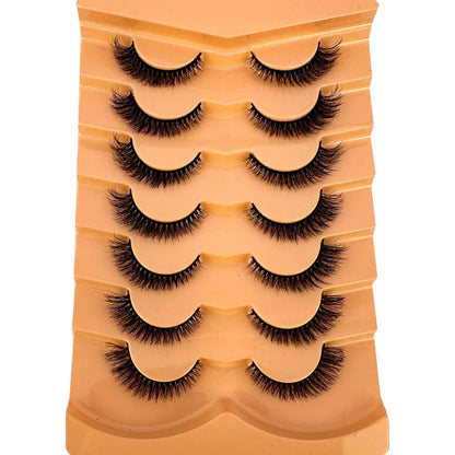 7 Pairs 3D Mink Fur False Eyelashes – Thick Short Dramatic Natural Look Makeup Lashes Wholesale
