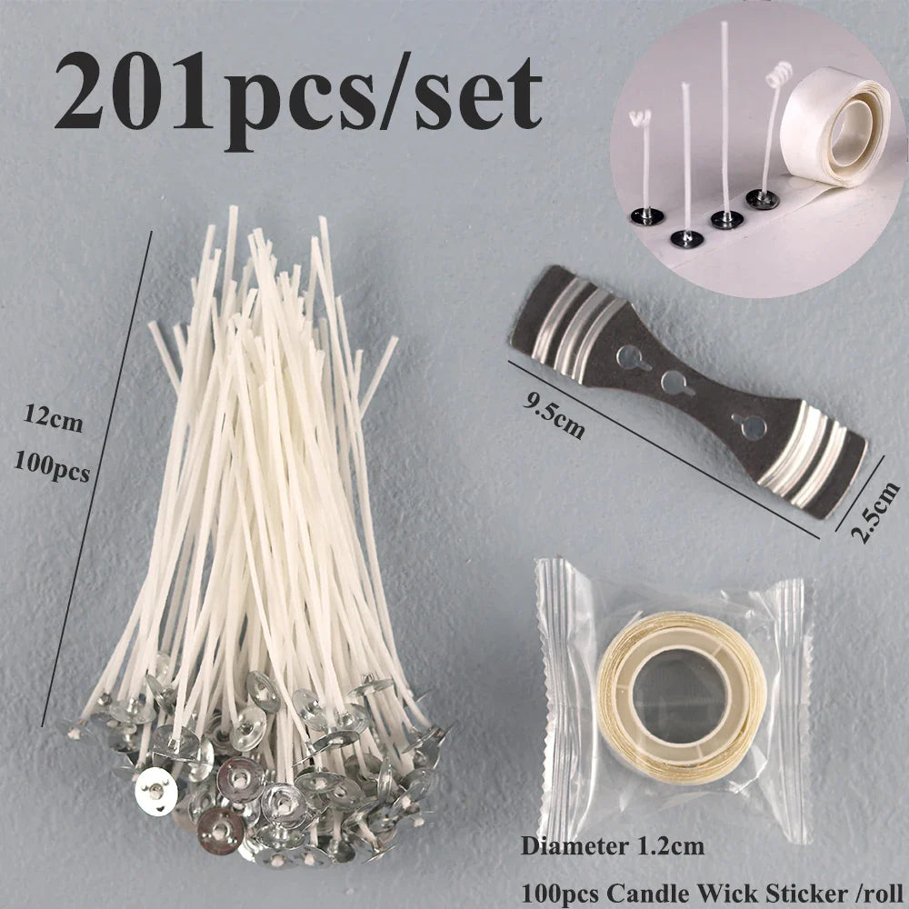 Smokeless Candle Wicks – Pre-Waxed Cotton Core with Metal Sustainer Tabs, 2.6-20cm for DIY Handmade Candle Making