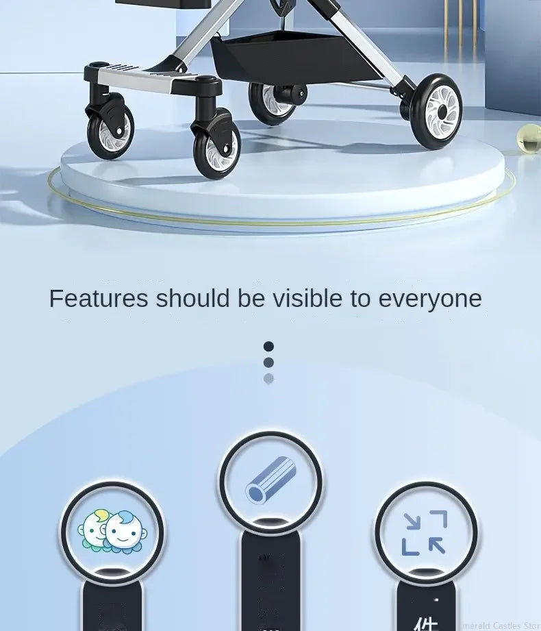 Lightweight Double Stroller with Canopy — Twin Umbrella Stroller for Infants & Toddlers, Compact Foldable Aluminum Frame