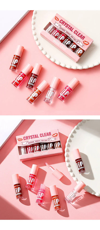 MAGIC CASA 6pcs Hydrating Jelly Lip Oil Set – Long-Lasting Moisturizing & Shimmering Liquid Lip Hydration