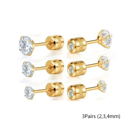 20G Titanium Stud Earrings – Hypoallergenic Tiny Cubic Zirconia Screw Back Cartilage & Tragus Piercing Jewelry