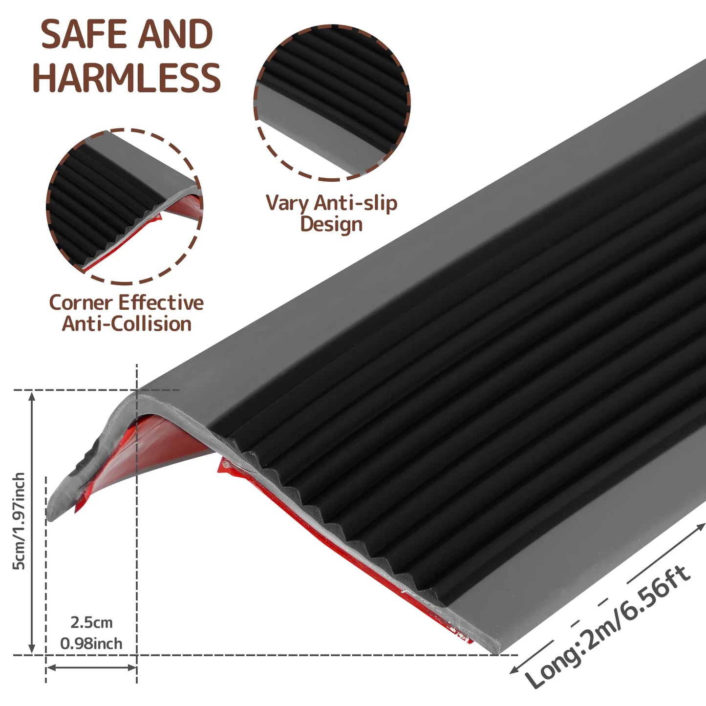 Soft PVC Stair Edge Protector – Non-Slip L-Shape Self-Adhesive Step Trim, 2m Stair Nose Edging Strip