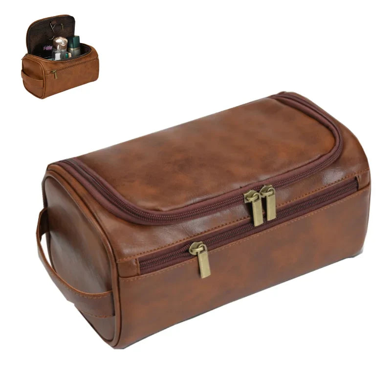 Men's Vintage Luxury Toiletry Bag – Travel Organizer for Cosmetics, Makeup, and Business Essentials