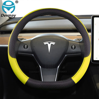 Tesla Model 3 Steering Wheel Cover – PU Leather Non-Slip Auto Accessory, 9 Colors (2016-2023)