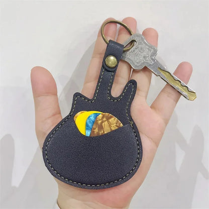PU Leather Guitar Pick Holder Keychain – Plectrum Bag Case for Guitar Accessories & Music Supplies