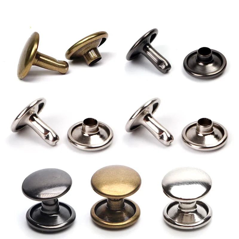 100 Sets Metal Double Cap Round Rivets 6-8mm – Nail Spike Studs for Leather Craft, Shoes, Bags & DIY Accessories