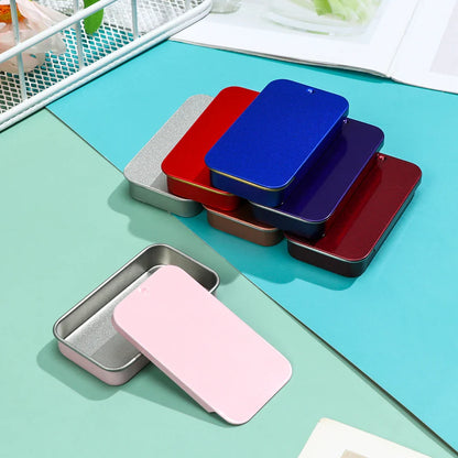Metal Rectangular Mini Tin Box – Hinged Push-Top Candy, Pill & Small Storage Container