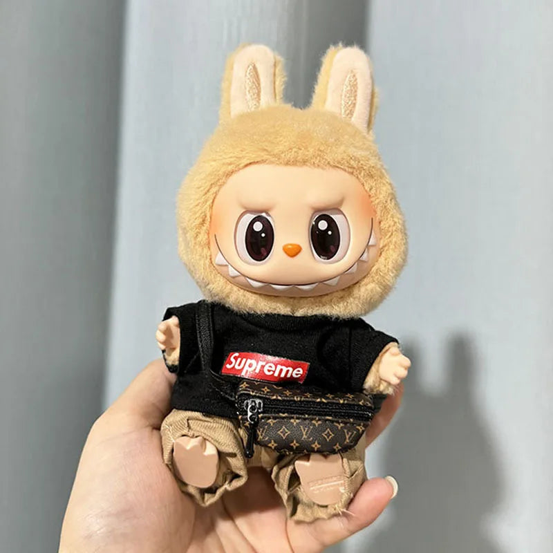 17cm Lovely Labubu Doll Clothes - First & Second Generation Supreme Clothing Set, Multi-Color Outfits