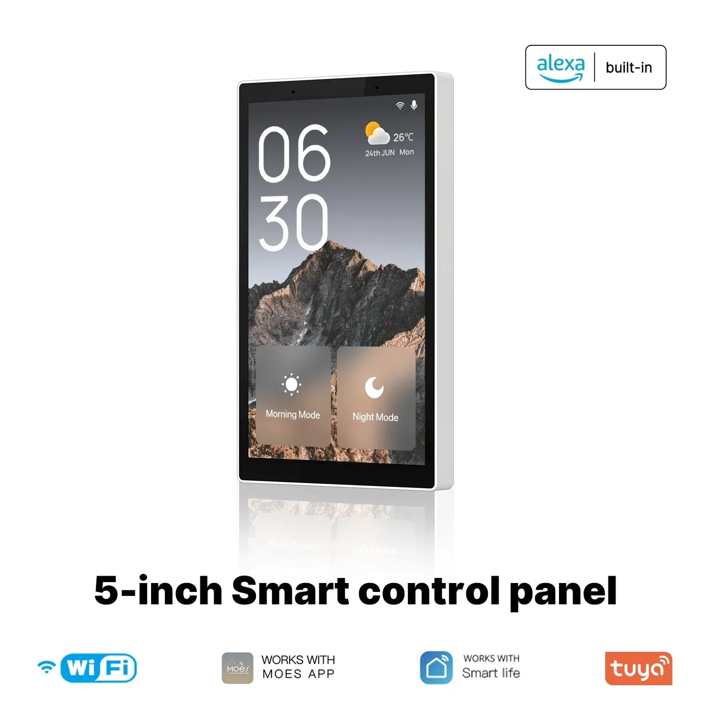 MOES Tuya WiFi Smart 5-Inch Touch Screen US Center Control Panel – Voice Control, Alexa & ZigBee Gateway with Built-in Scene Control