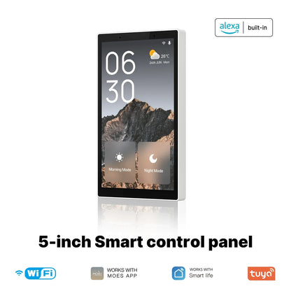 MOES Tuya WiFi Smart 5-Inch Touch Screen US Center Control Panel – Voice Control, Alexa & ZigBee Gateway with Built-in Scene Control
