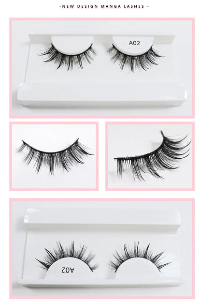 RED SIREN Wet Manga Lashes – Long, Thick Natural Fake Eyelashes for Korean Makeup Fashion