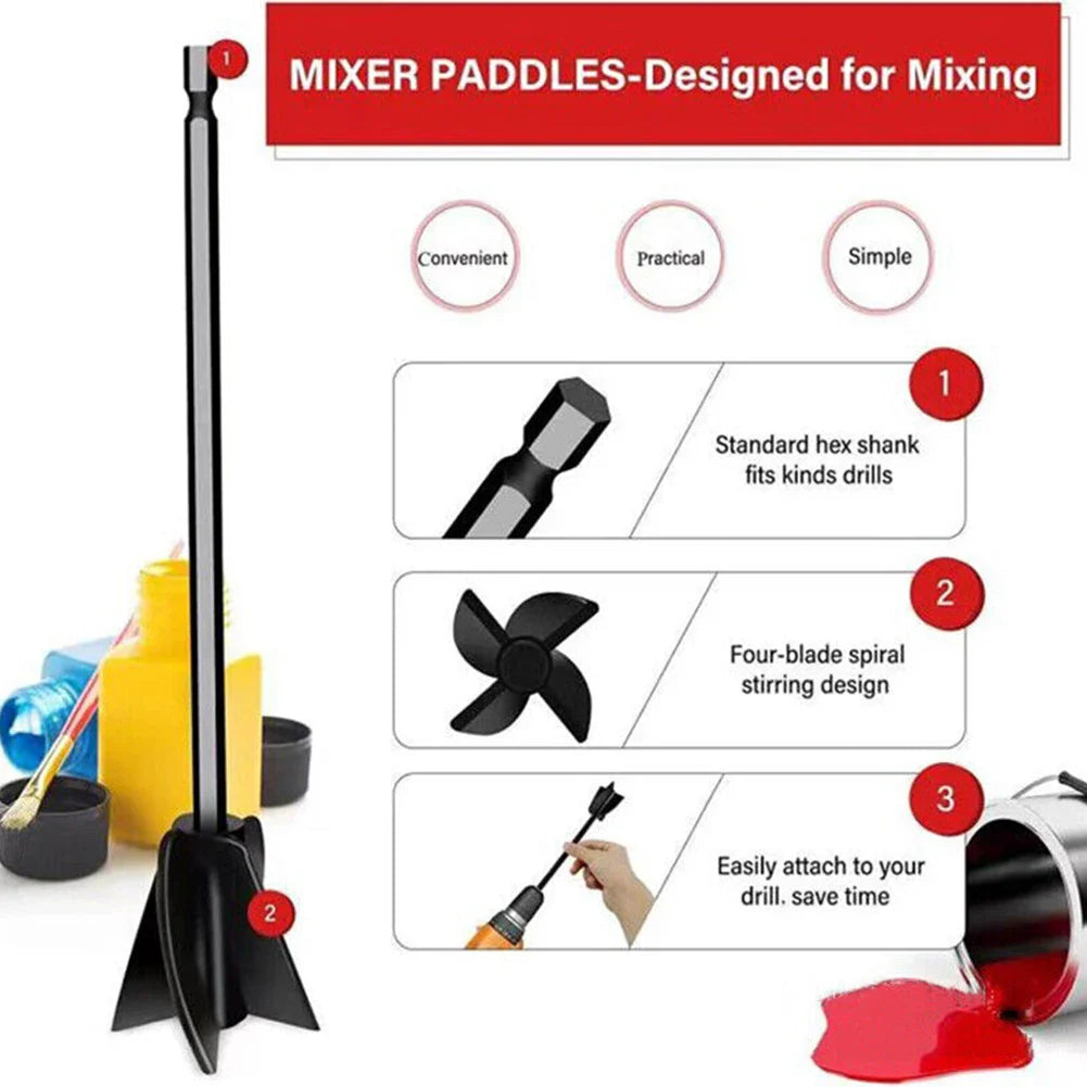 Epoxy Mixer Paint Drill Attachment - Paddle Consistency Liquids Resin Stirrer Head with Drill Chuck, Paint & Resin Mixer Attachment
