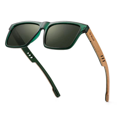 Oi Wood Square Polarized Sunglasses for Men — UV400 Fashion Sport & Driving Sun Glasses