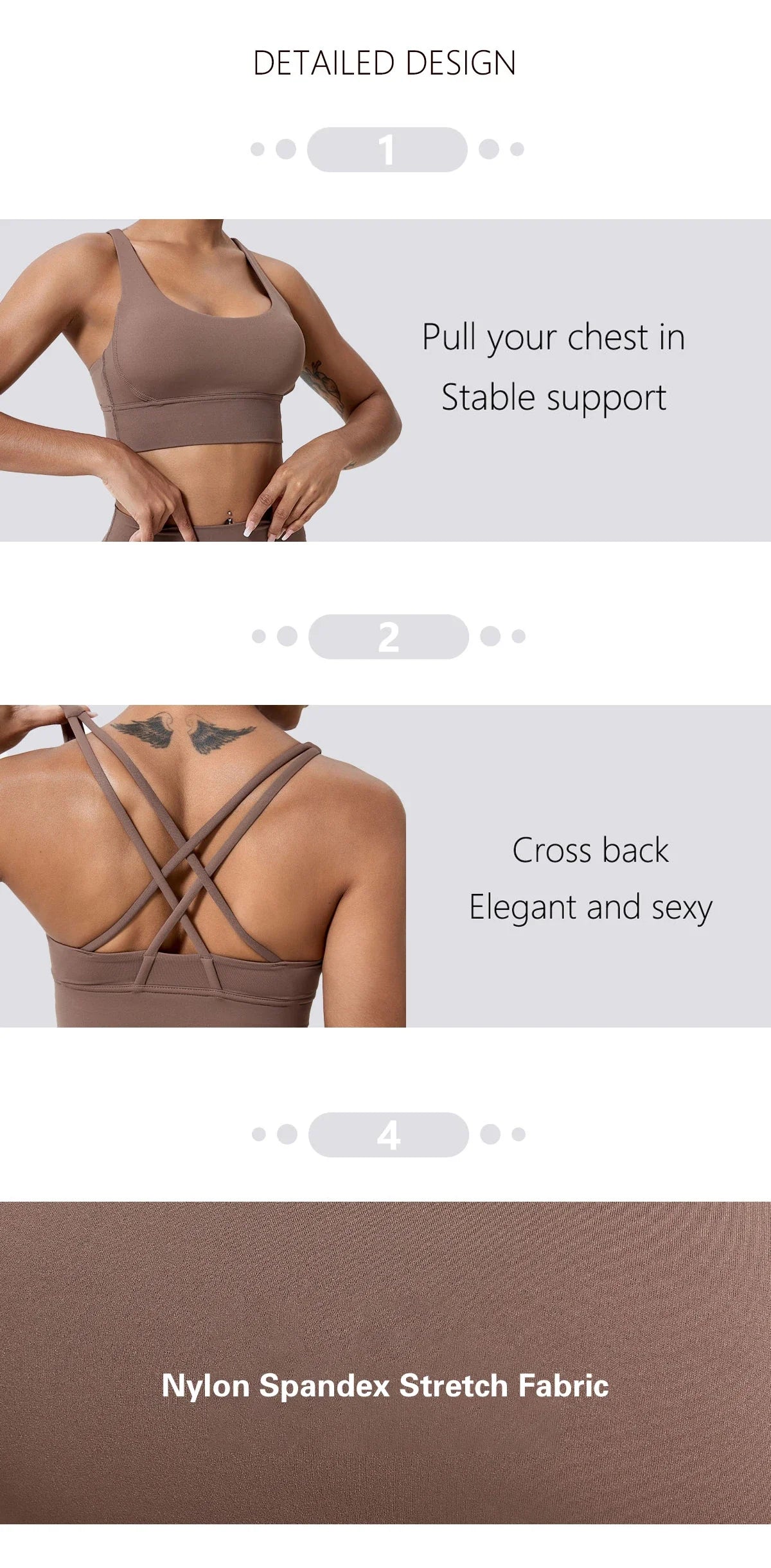 Push-Up Sports Bra for Women – Cross Back Yoga Crop Top, Shockproof Gym Fitness Bra for Running & Workout
