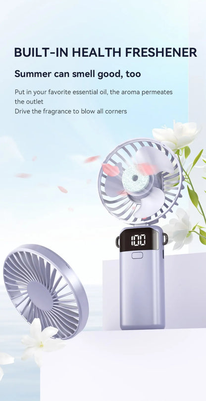 Portable Mini USB Fan – Handheld & Desktop Fan with Phone Holder, 3-Speed Adjustable Wind, Long Battery Life, Multi-Function Cooling Fan