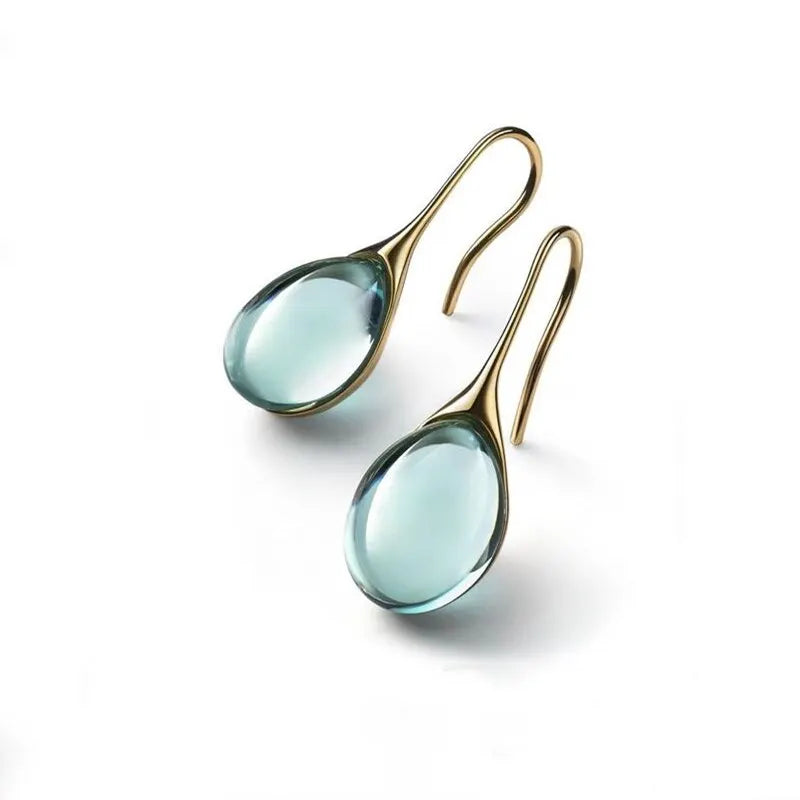 2-Piece Gold-Tone Faux Cat Eye Stone Earrings – Luxury Colorful Fashion Jewelry Set