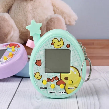 2Pcs Electronic Virtual Pet Raising Handheld Game Console - Mini Keychain Toy in Random Color