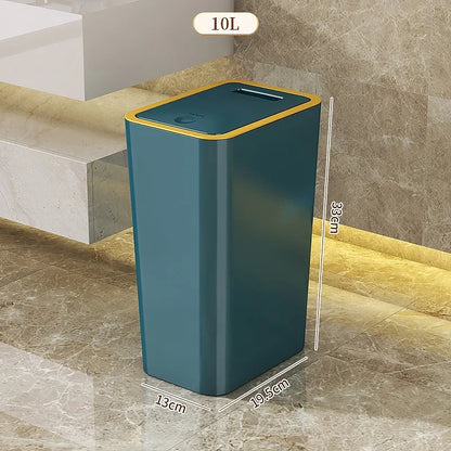 10L Odor-Proof Trash Can — One-Touch Modern Plastic Bin for Bathroom & Kitchen, Leakproof & Space-Saving Design