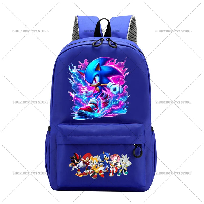 Cartoon Sonic Backpack — School Bag for Kids & Teens Featuring Amy, Rose & Shadow Characters, Perfect Gift for Boys