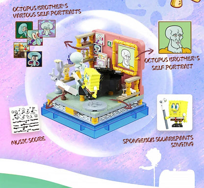 Spongebob Building Blocks Set — Patrick Star, Krusty Krab & Squidward Tentacles Desktop Model Toy for Kids & Gifts