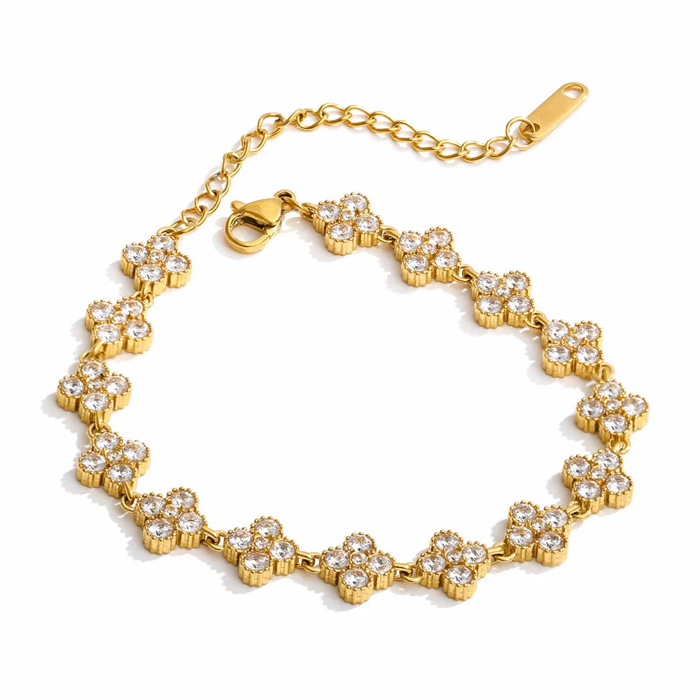NiNice 316L Stainless Steel Cubic Zirconia Bracelet – Exquisite Minimalist Fashion Jewelry for Women, Elegant & Durable Design