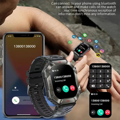 2024 Military-Grade Men's Smart Watch - GPS, Compass, Weather Tracking, AI Voice, 120+ Sports Modes, 620mAh Battery for Outdoor Activities