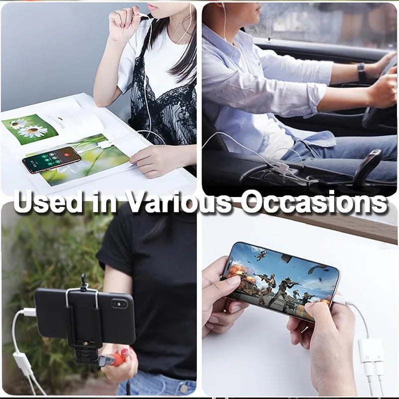 2-in-1 USB-C to 3.5mm Audio Adapter — Dual Type-C Jack Charging & Aux Cable for Samsung, Xiaomi Wired Earphones