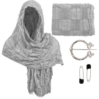 Medieval Pirate Hood Scarf – Retro Black, Brown & Green Cloak Wrap for Renaissance, Halloween & Masquerade Costume