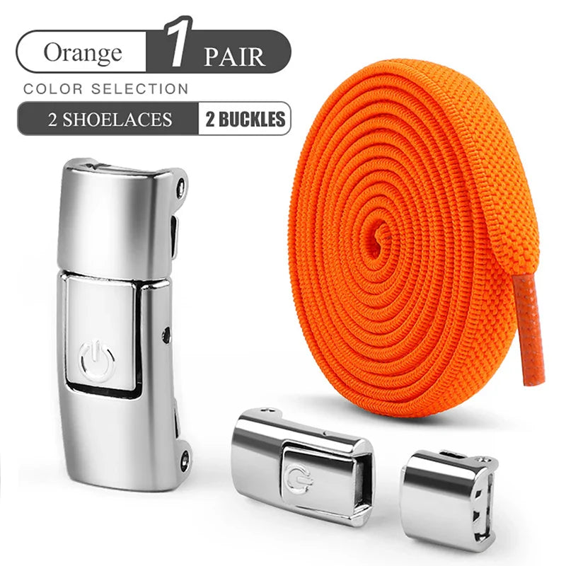8mm No-Tie Elastic Shoelaces – Press Lock Flat Laces for Sneakers, Kids & Adults
